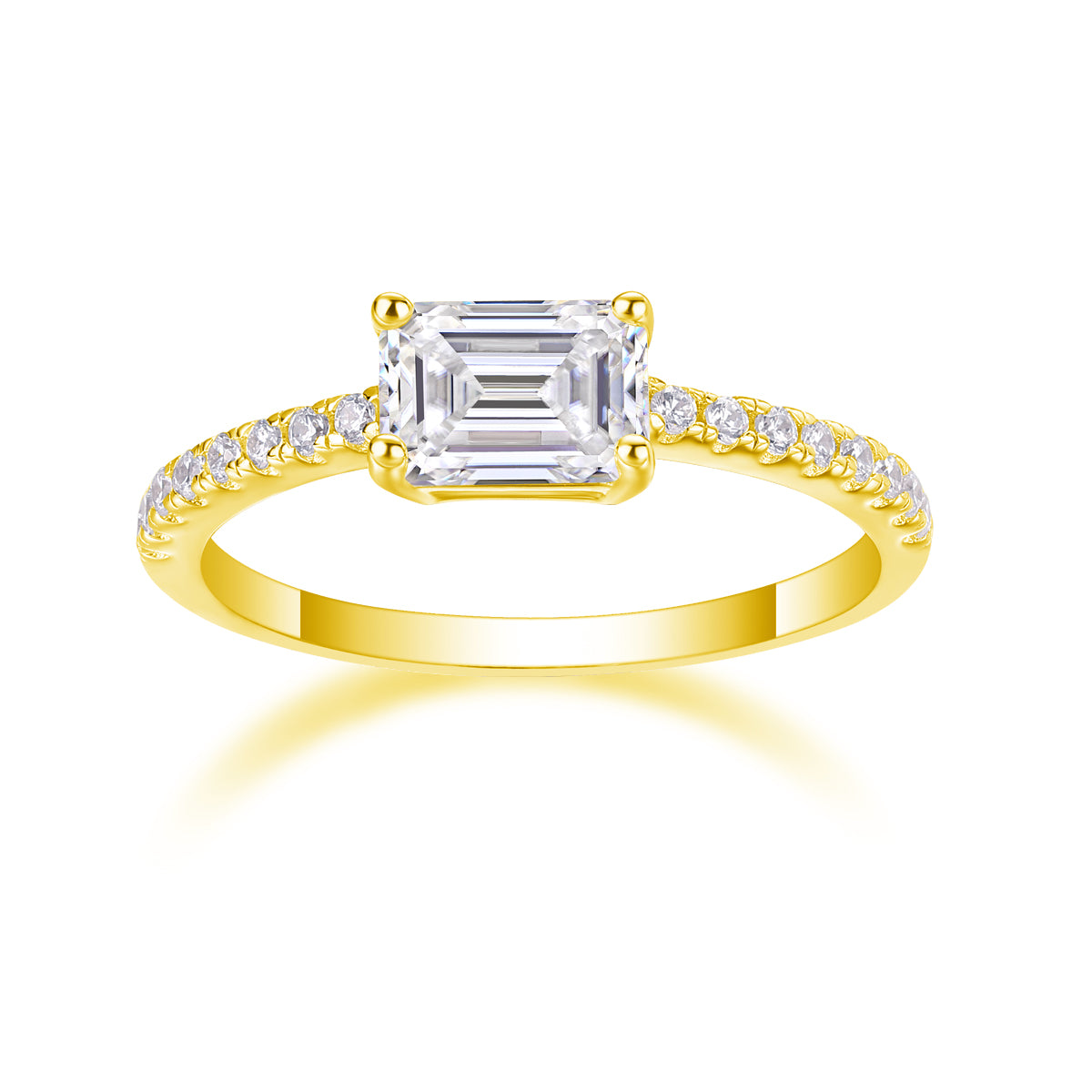 Octagonal Moissanite Ring in S925 Sterling Silver with Platinum Plating