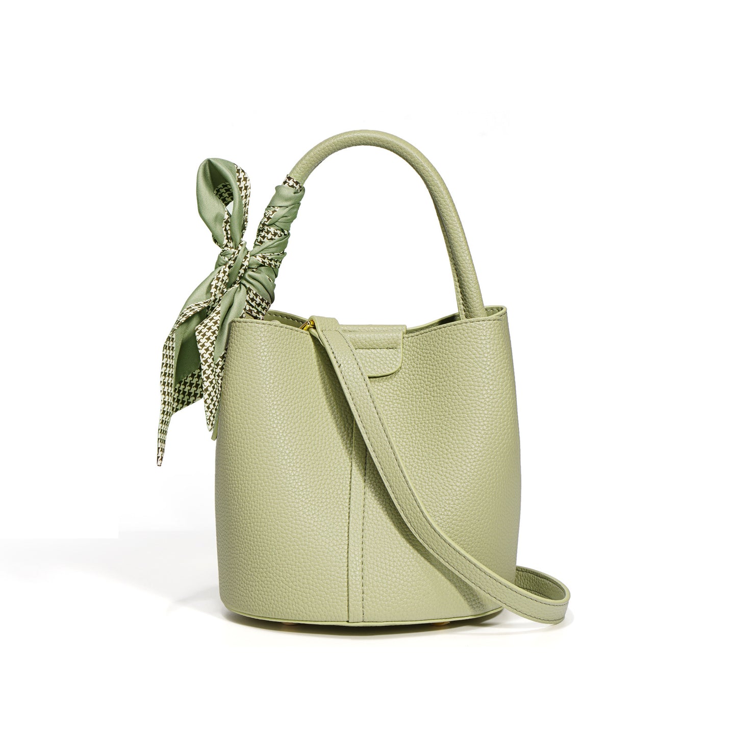 Women's Genuine Leather Bucket Bag - Advanced Texture Handbag with Drawstring Closure
