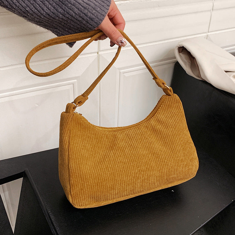 Women's Cotton Linen Shoulder Bag - Minimalist Underarm Tote Handbag