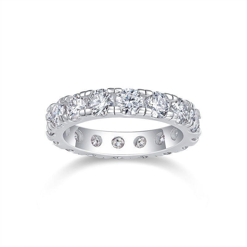 0.3 Carat Moissanite Sterling Silver Ring - Platinum Plated Wedding Band