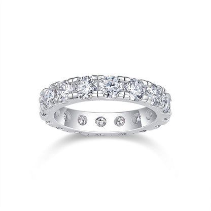 0.3 Carat Moissanite Sterling Silver Ring - Platinum Plated Wedding Band