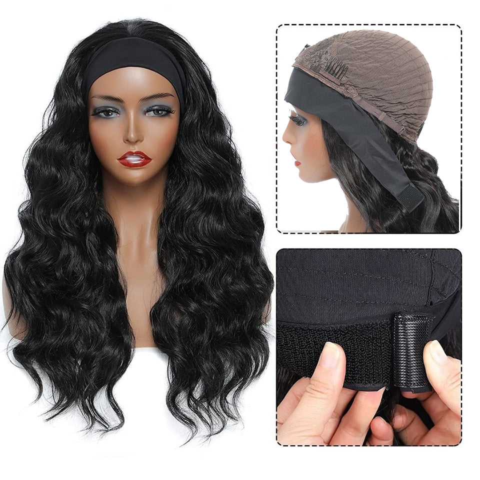 Long Curly Wig with Head Cover - Ice Silk Synthetic Hair