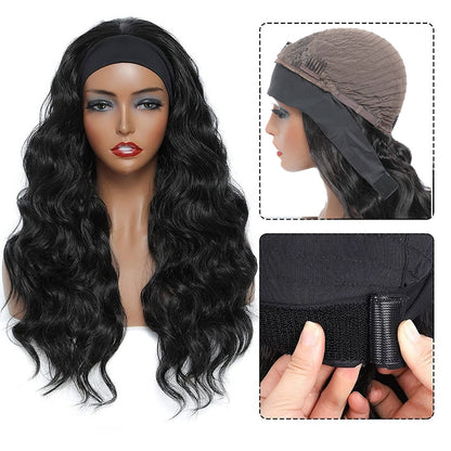 Long Curly Wig with Head Cover - Ice Silk Synthetic Hair