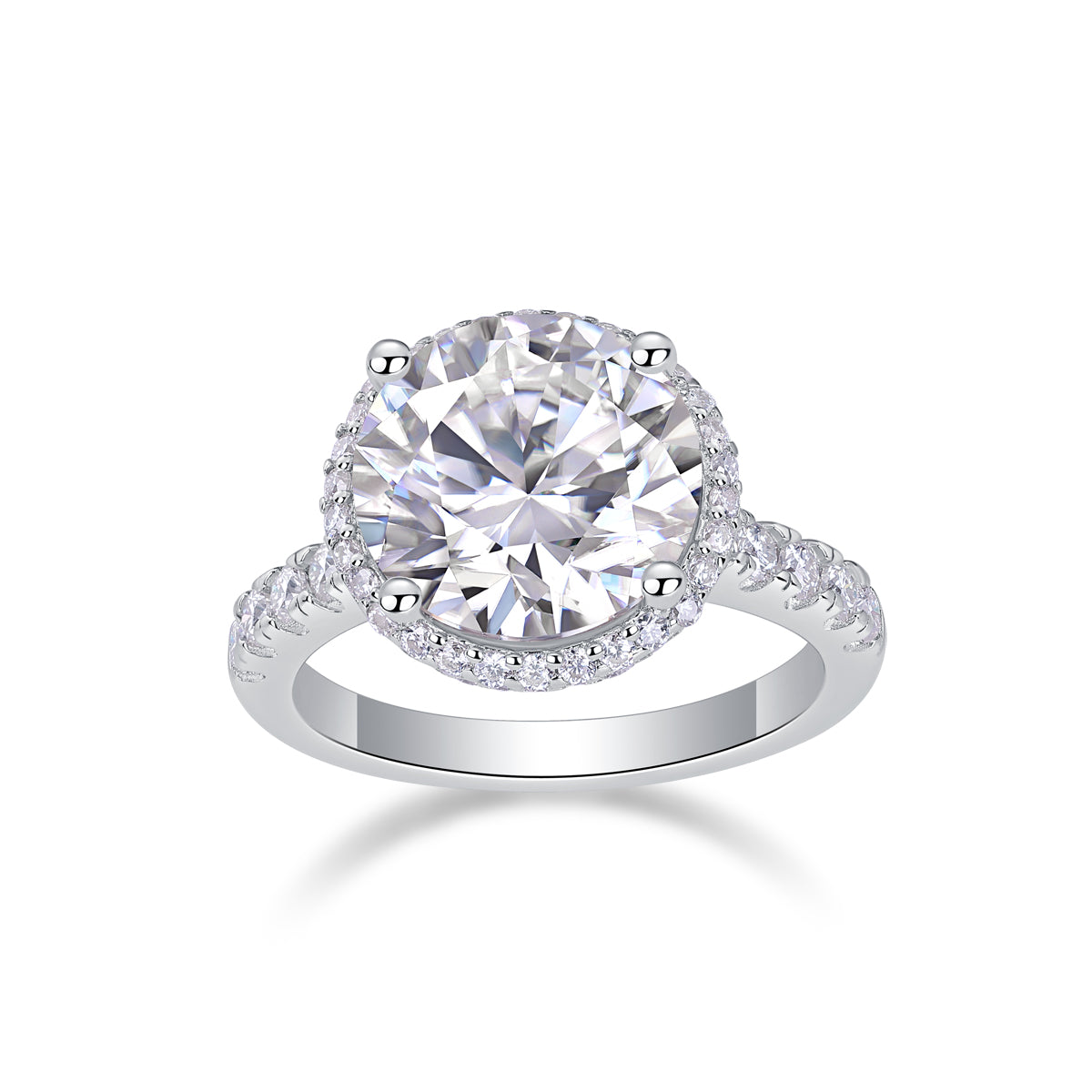5 Carat Moissanite Sterling Silver Ring - Platinum Plated Wedding Band