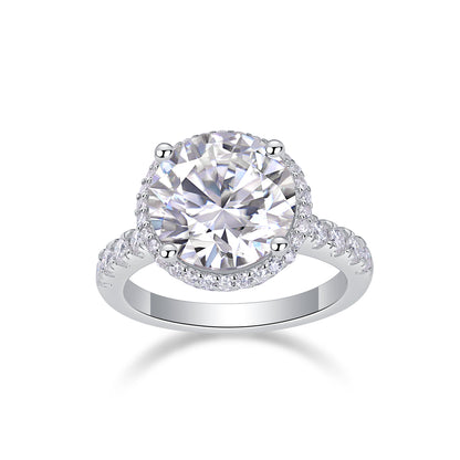 5 Carat Moissanite Sterling Silver Ring - Platinum Plated Wedding Band