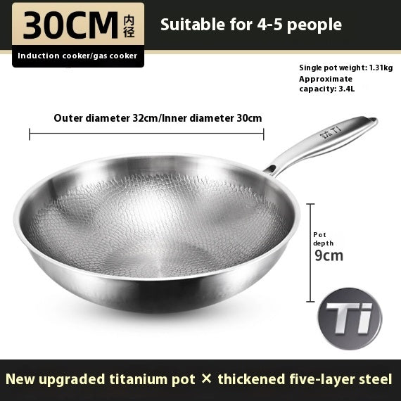 Pure Titanium Frying Pan - Uncoated Non-Stick Cookware with Glass Lid