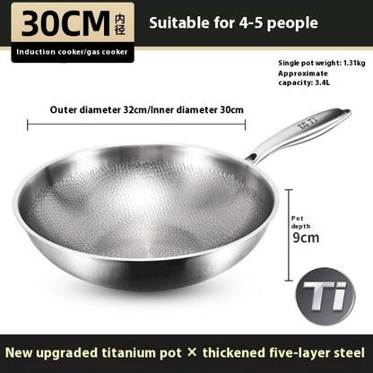 Pure Titanium Frying Pan - Uncoated Non-Stick Cookware with Glass Lid