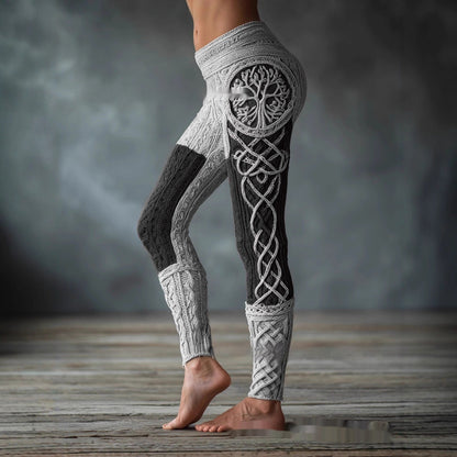 Women's Retro 3D Digital Print Casual Leggings - Slim Fit Yoga Pants