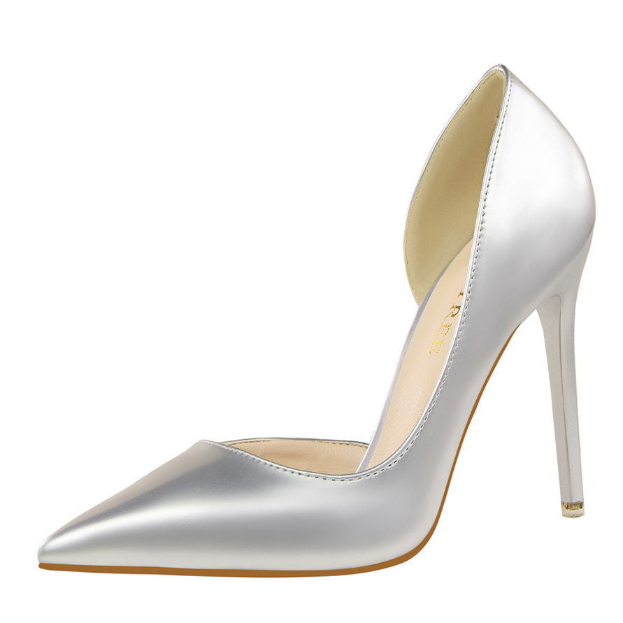 Women's D'Orsay Pointed Toe Patent Leather High Heel Pumps - Dress Shoes