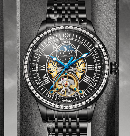 Men's Mechanical Watch - Stainless Steel Strap, Transparent Case Back & Mineral Glass