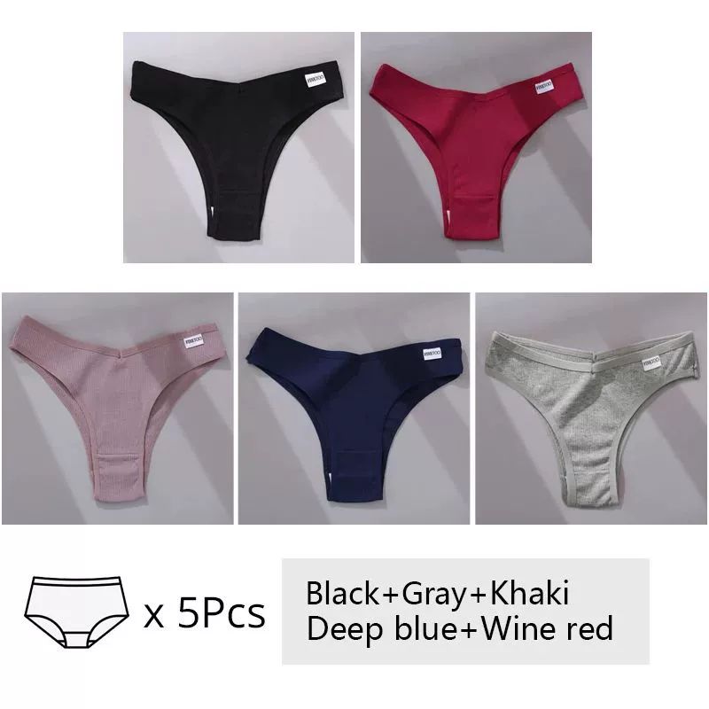 Women's Cotton Underwear 5-Piece Set - Mid-Rise Comfort Panties M-XL