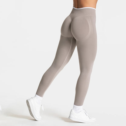 Peach Hip High-Waist Yoga Pants - Nylon Spandex Sports Leggings