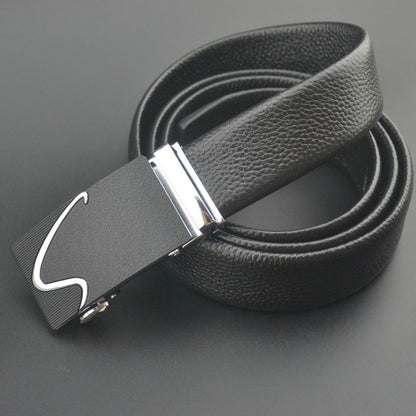 First Layer Cowhide Leather Belt with Hidden Money Compartment - Automatic Buckle