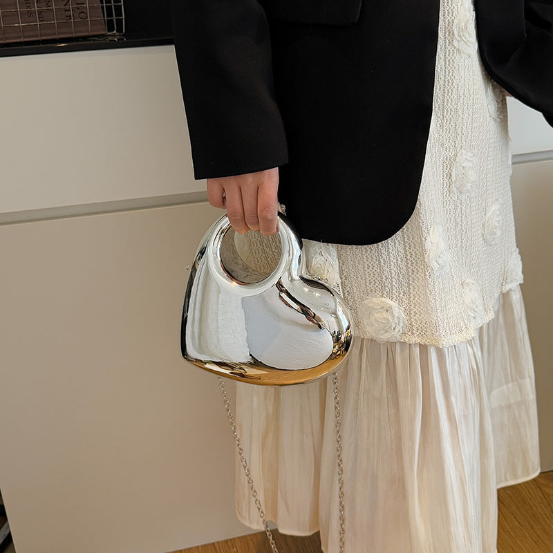 Heart-Shaped Acrylic Evening Bag - Structured Crossbody Handbag