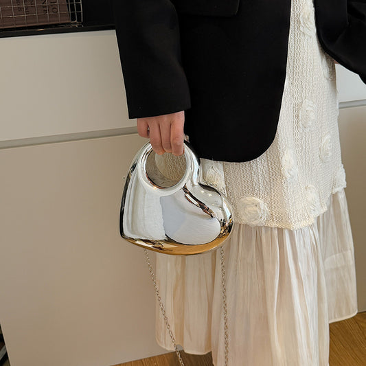 Heart-Shaped Acrylic Evening Bag - Structured Crossbody Handbag