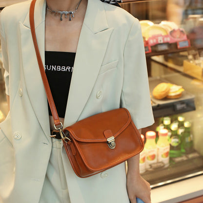 Genuine Leather Crossbody Messenger Bag - First Layer Cowhide with Multiple Compartments