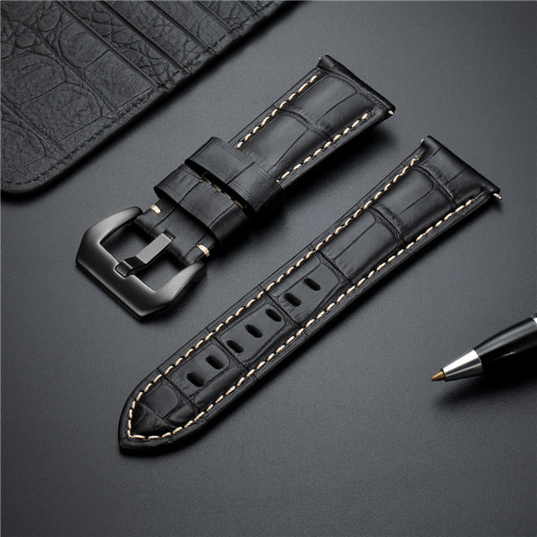 Premium Italian Leather Watch Strap with Quick Release - Bamboo Pattern