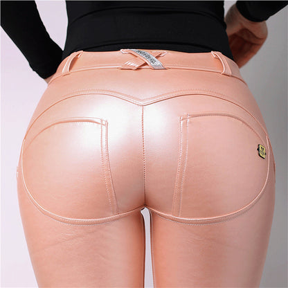 Fleece-Lined Fitness Leggings - Metallic Yoga Pants for Women
