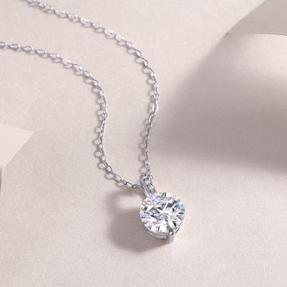 2 Carat Moissanite Pendant Necklace - S925 Silver Platinum Plated Light Luxury Jewelry