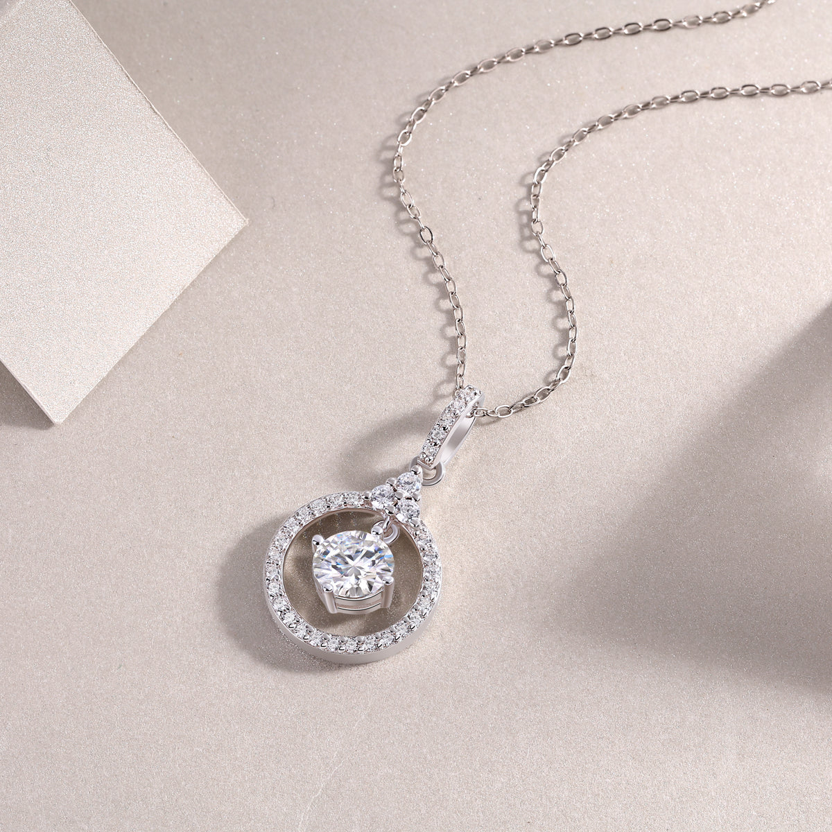 1 Carat Moissanite Love Ring Pendant Necklace - S925 Silver Platinum Plated Light Luxury Jewelry