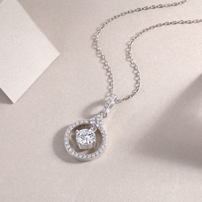 1 Carat Moissanite Love Ring Pendant Necklace - S925 Silver Platinum Plated Light Luxury Jewelry