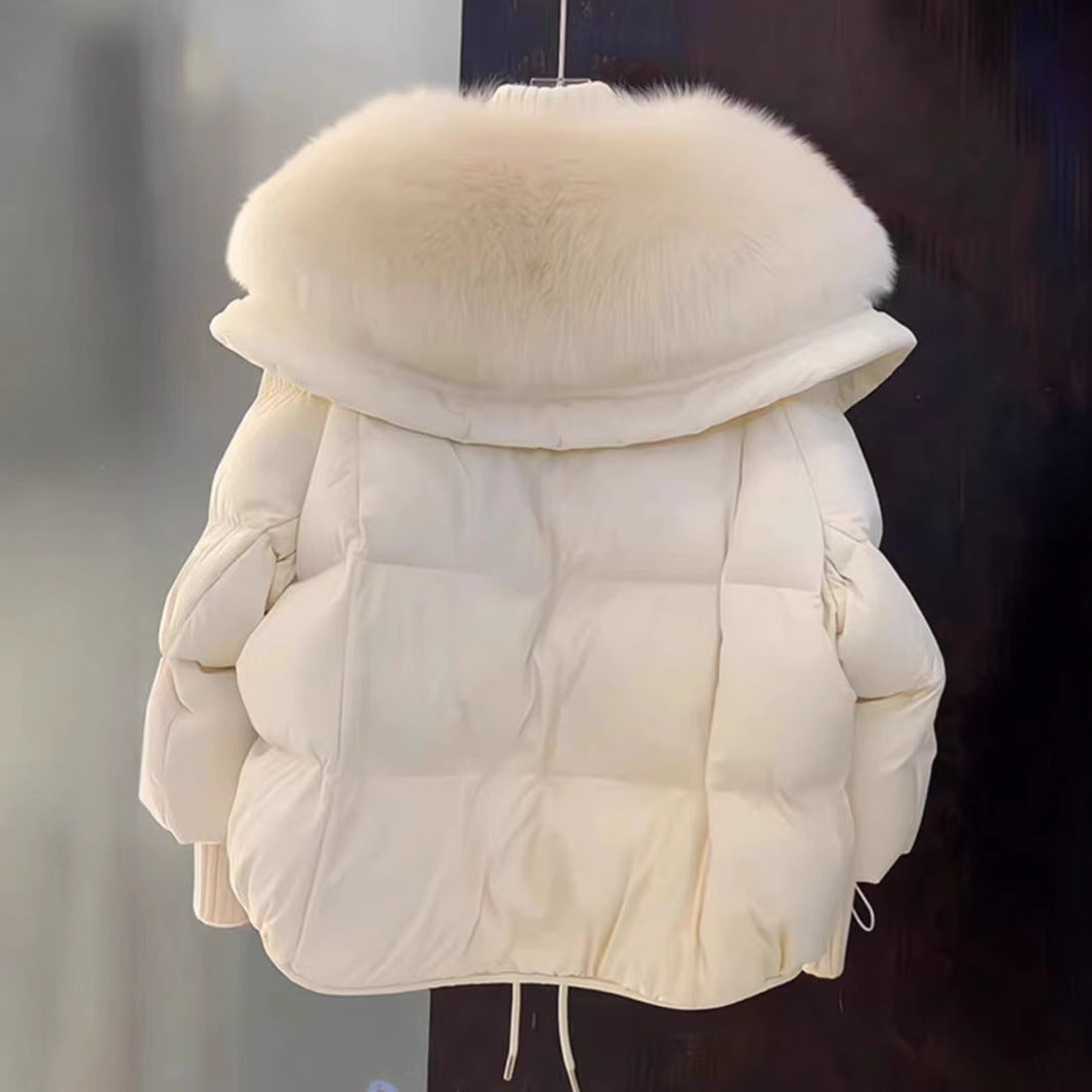 Women's Faux Fur Collar Parka Coat - Thickened Cotton Winter Jacket