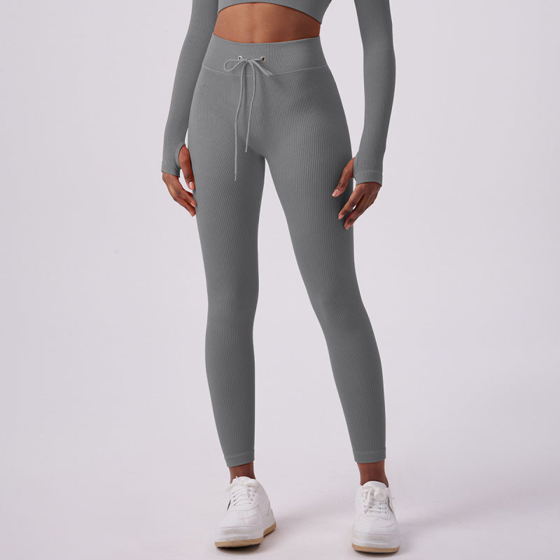 Women's High-Waisted Butt-Lifting Yoga Pants - Quick-Dry Athletic Leggings with Drawstring
