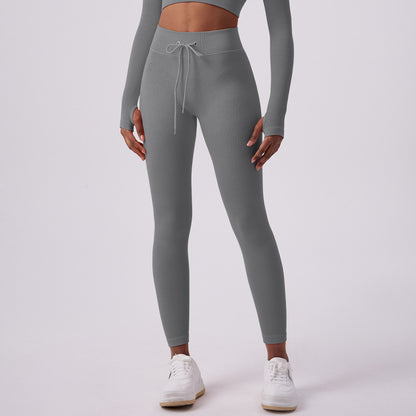 Women's High-Waisted Butt-Lifting Yoga Pants - Quick-Dry Athletic Leggings with Drawstring