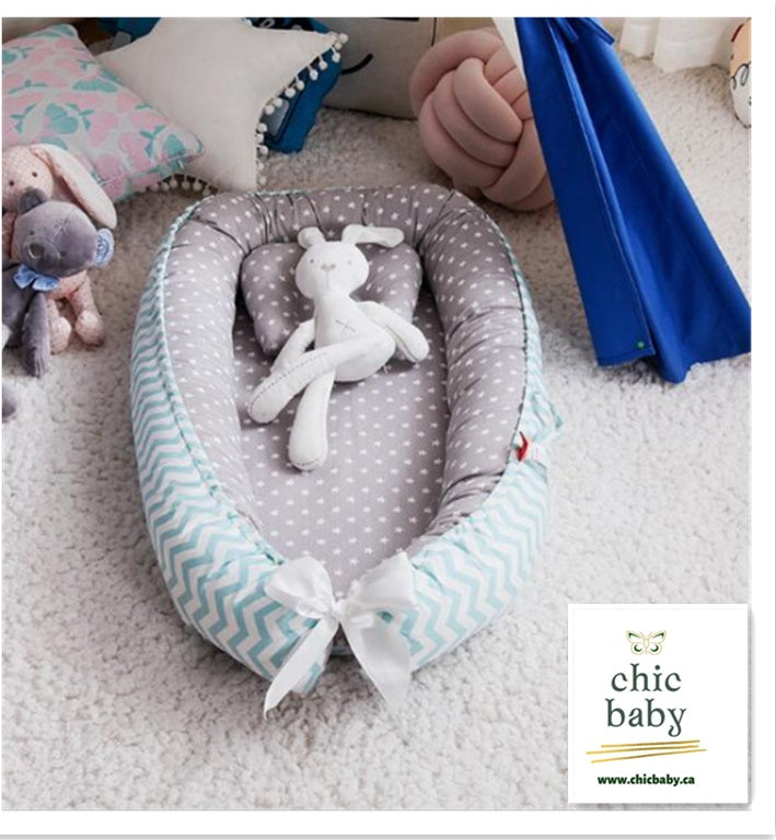 Portable Baby Nest Bed - Cotton Travel Crib with Removable Washable Cover