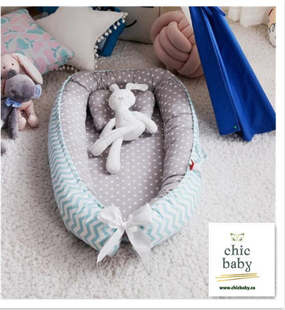 Portable Baby Nest Bed - Cotton Travel Crib with Removable Washable Cover