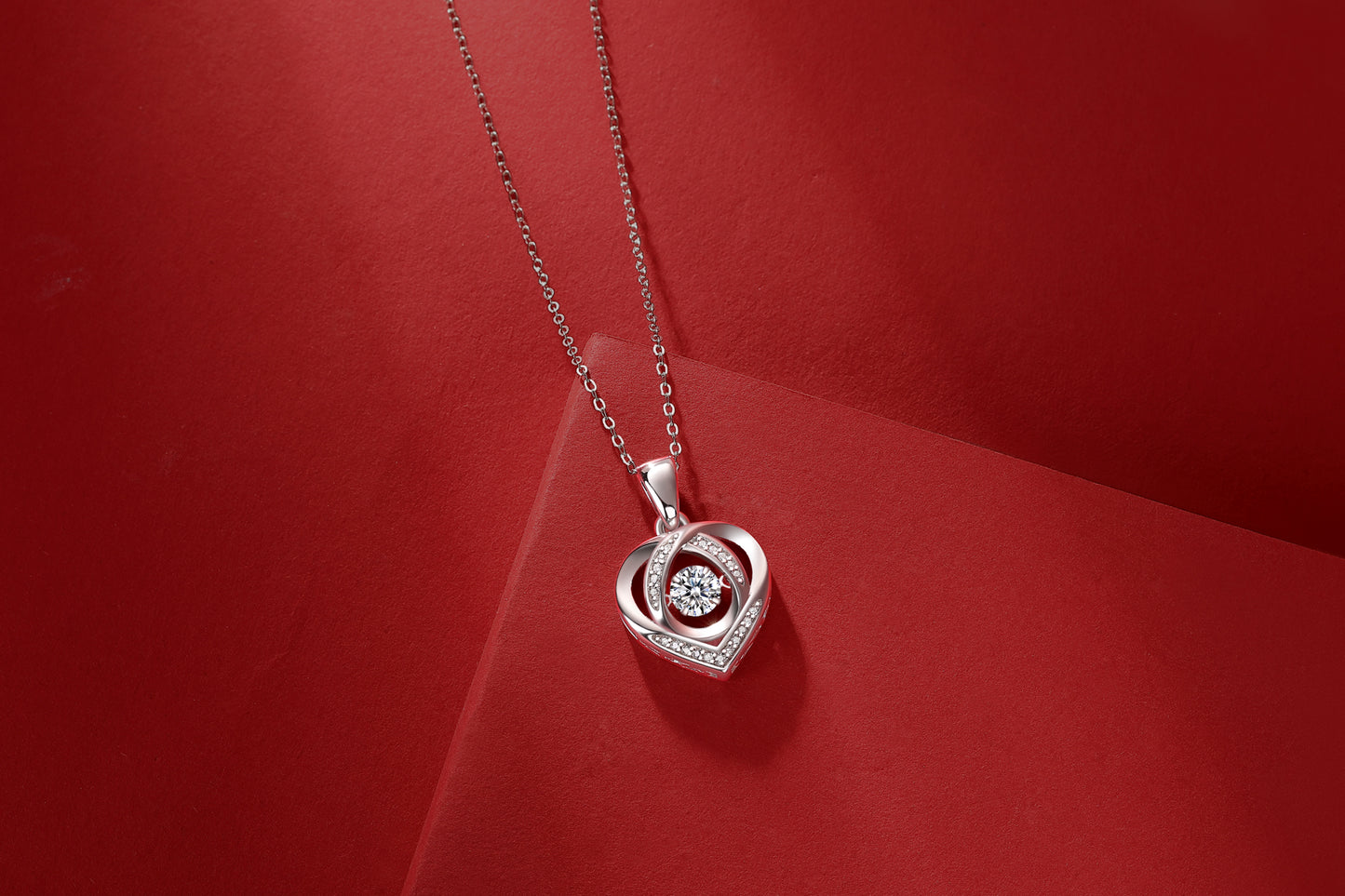 Moissanite Heart Necklace Pendant - 0.5 Carat S925 Silver Platinum-Plated with GRA Certificate