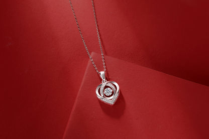 Moissanite Heart Necklace Pendant - 0.5 Carat S925 Silver Platinum-Plated with GRA Certificate