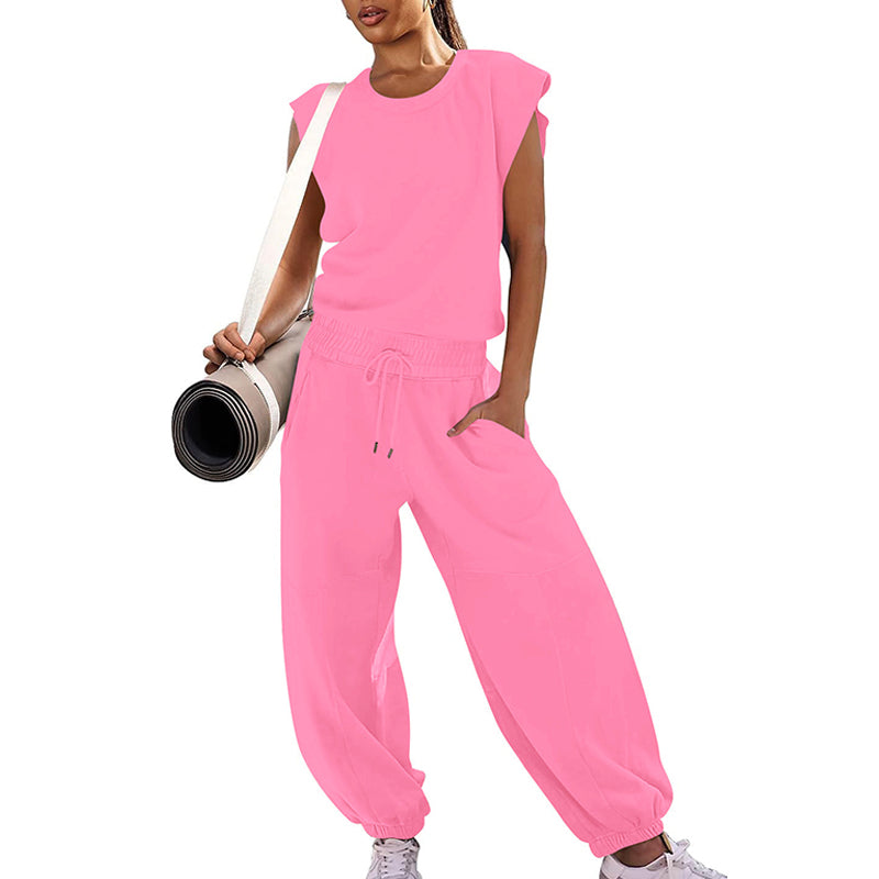 Sleeveless Backless Jumpsuit - Loose Fit with Elastic Waist and Pockets