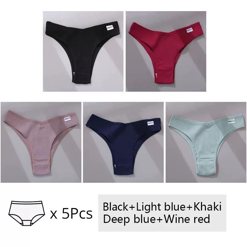 Women's Cotton Underwear 5-Piece Set - Mid-Rise Comfort Panties M-XL