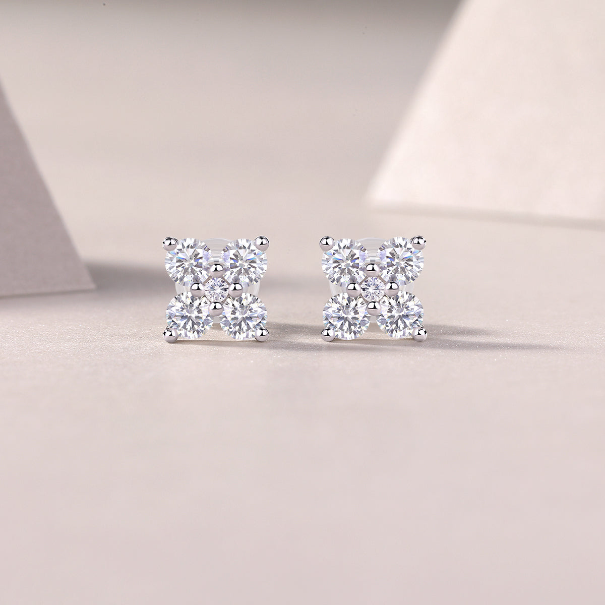 Moissanite Sweetheart Stud Earrings - S925 Silver Platinum Plated French Set