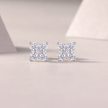 Moissanite Sweetheart Stud Earrings - S925 Silver Platinum Plated French Set