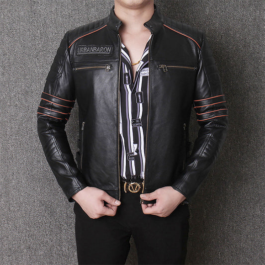 Harley Genuine Leather Motorcycle Jacket - Men's Slim Fit Riding Coat