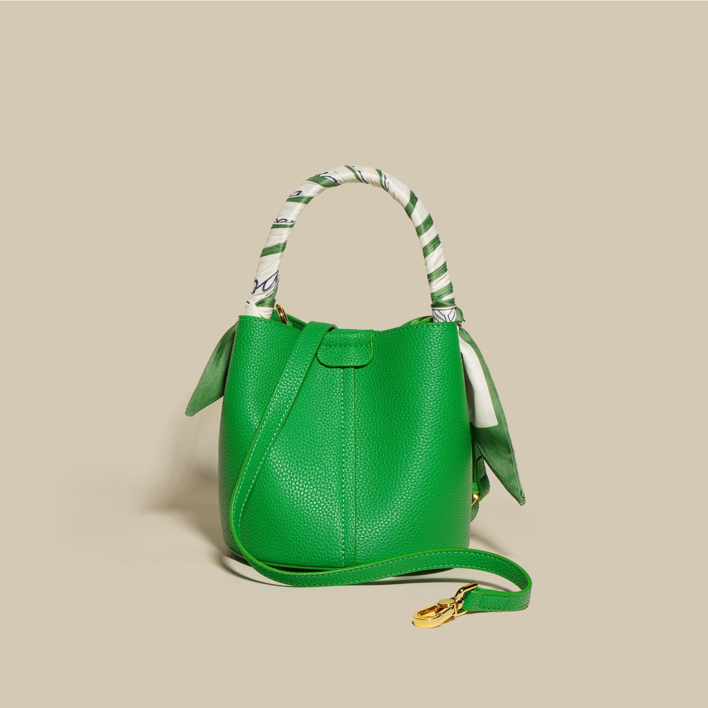 Women's Genuine Leather Bucket Bag - Advanced Texture Handbag with Drawstring Closure