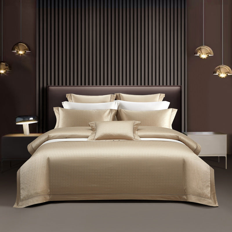 Premium Long-Staple Cotton Jacquard 4-Piece Bedding Set - European Style