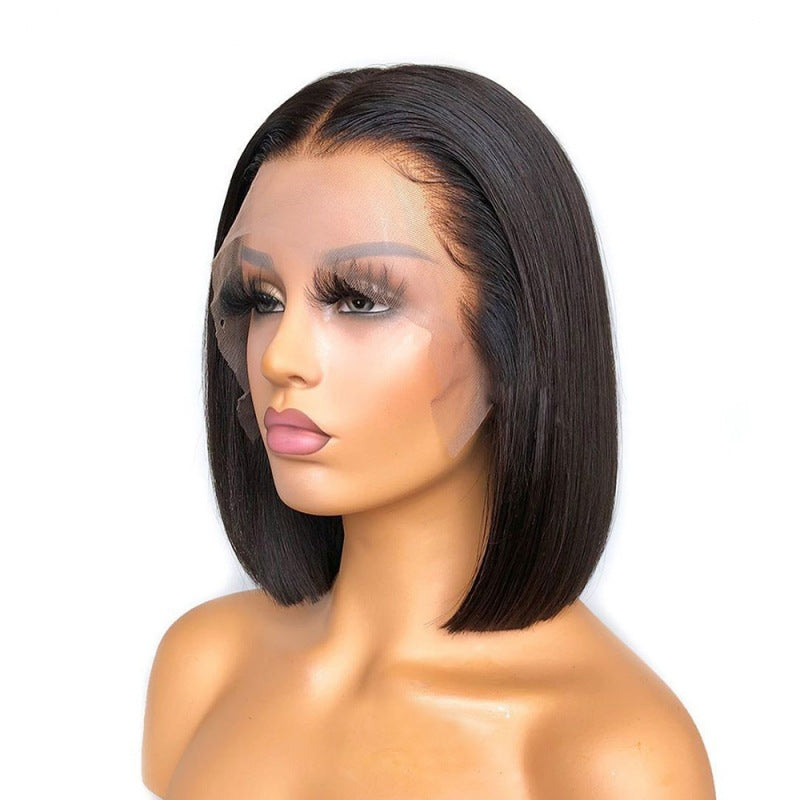 Human Hair Bob Wig with Lace - Hand-Woven 13x4 & 4x4 Closure