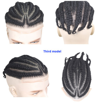 Men's Hand-Woven African Braid Wig - Real Human Hair Hairpiece