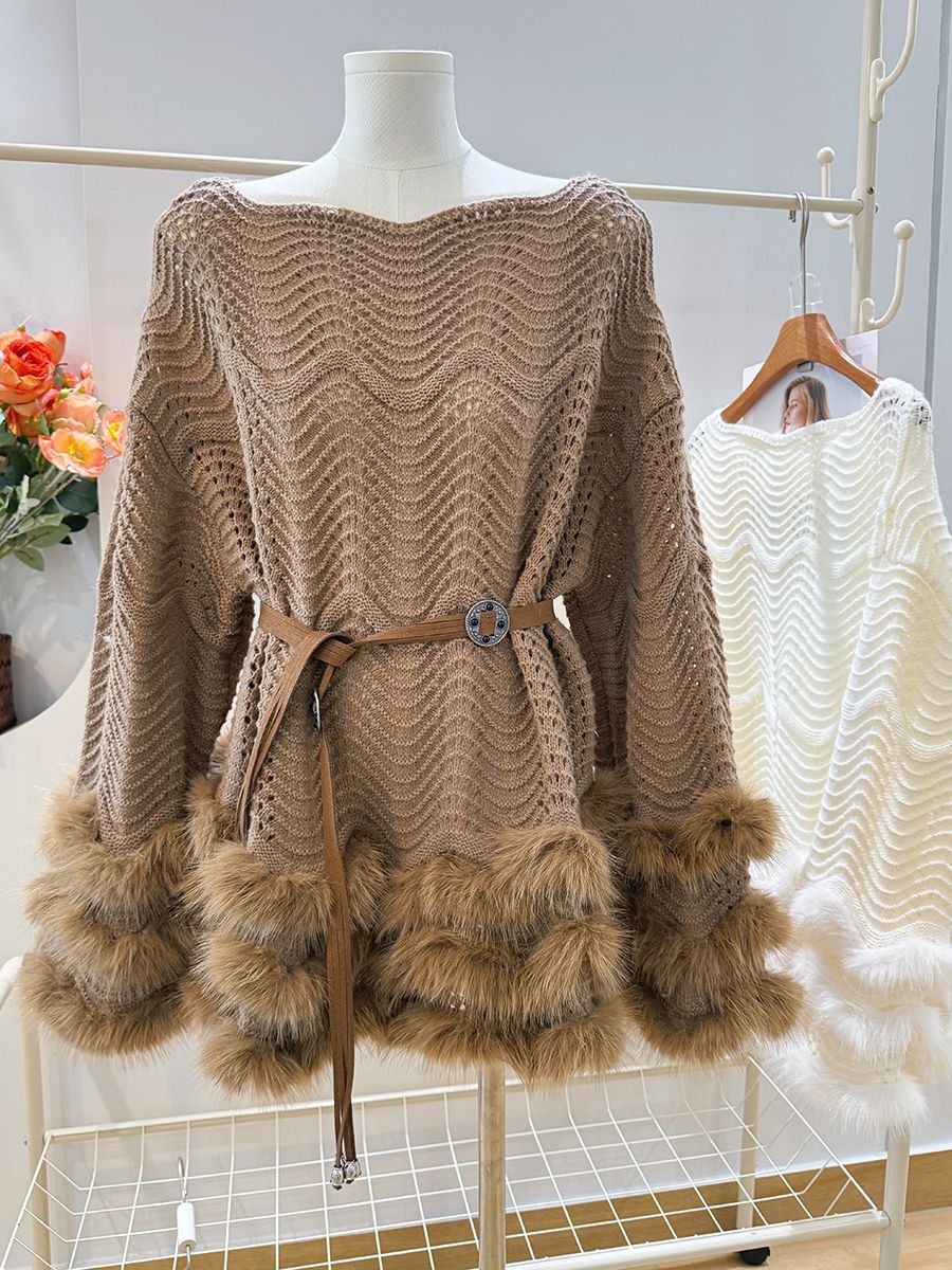 Belted Knit Dress - French-Inspired Sweater Dress with Defined Waist