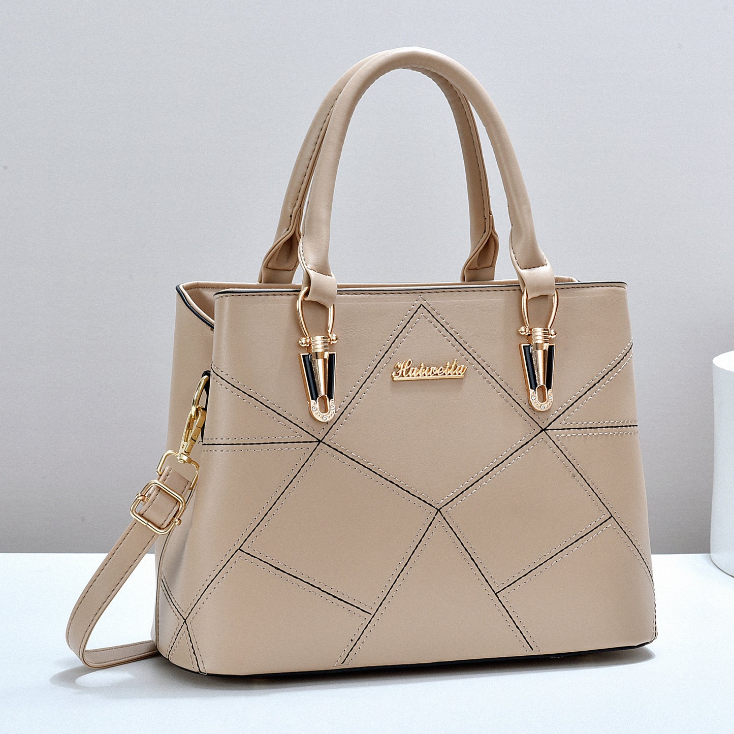 Women's Color Block Handbag - PU Leather Commuter Tote with Multiple Compartments