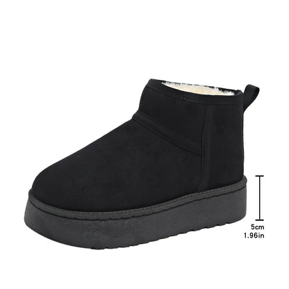 Women's Faux Fur Lined Suede Ankle Boots - Thick Sole Casual Footwear