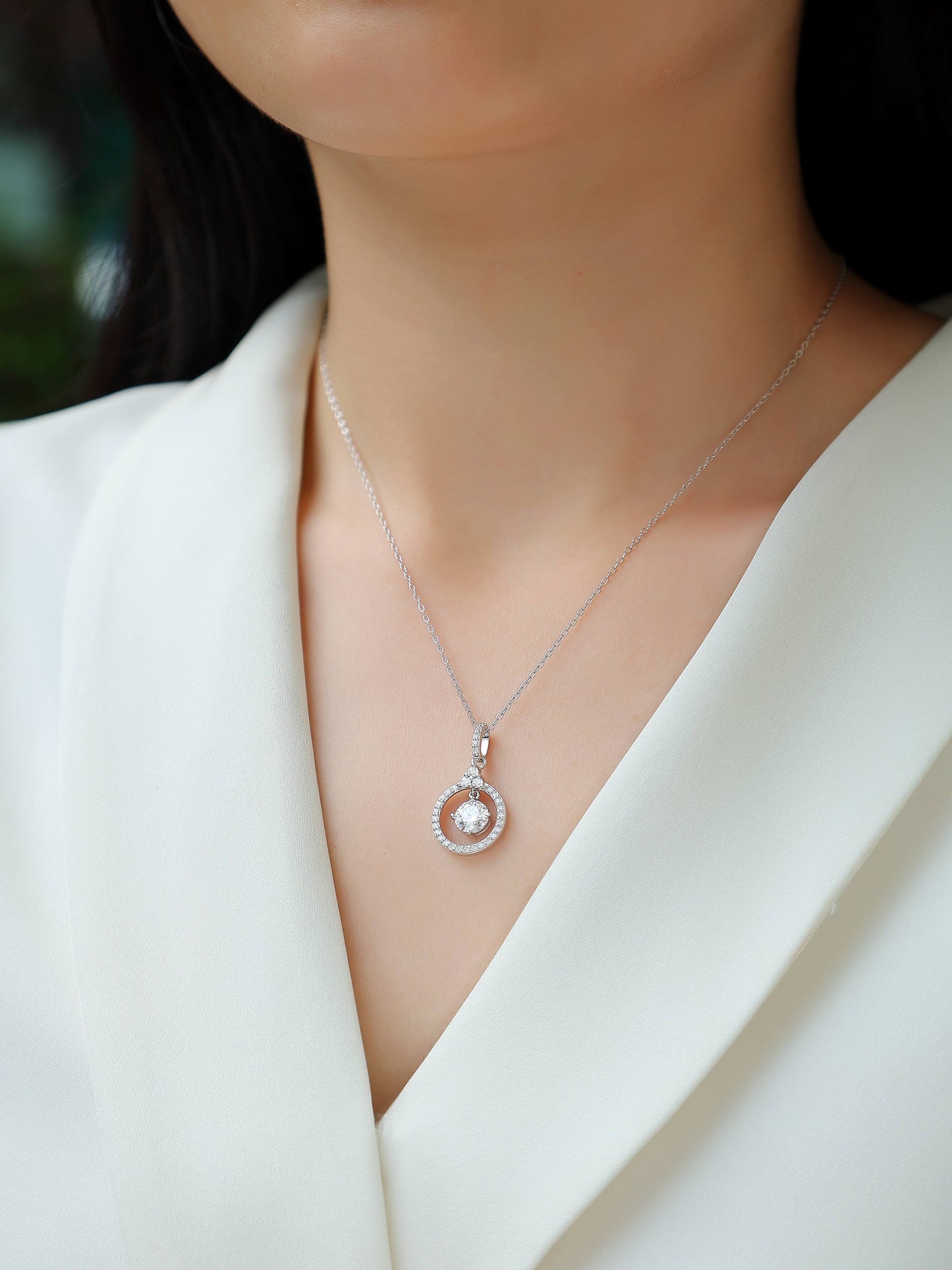 1 Carat Moissanite Love Ring Pendant Necklace - S925 Silver Platinum Plated Light Luxury Jewelry