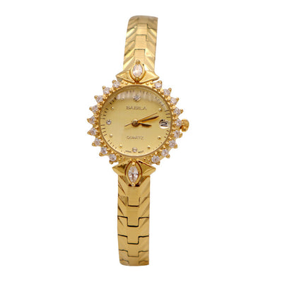 Women's Vintage Quartz Bracelet Watch | Diamond-Embossed Design | 6mm | Gold Face & Golden White