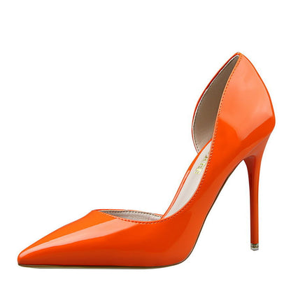 Women's D'Orsay Pointed Toe Patent Leather High Heel Pumps - Dress Shoes