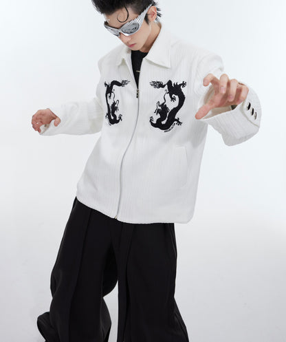 Men's Deconstructed Textured Jacket - Contemporary Asymmetric Design