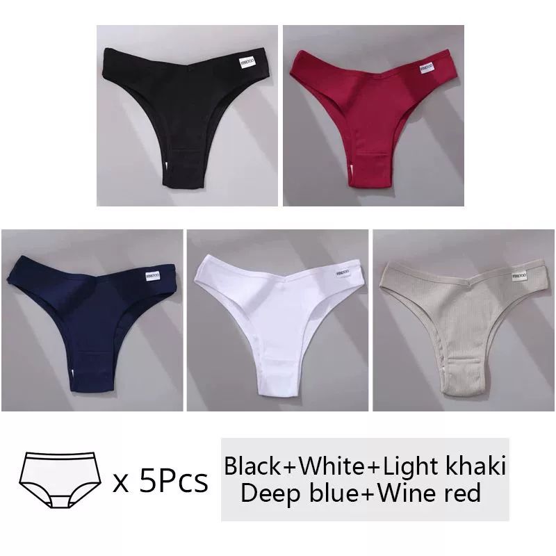 Women's Cotton Underwear 5-Piece Set - Mid-Rise Comfort Panties M-XL