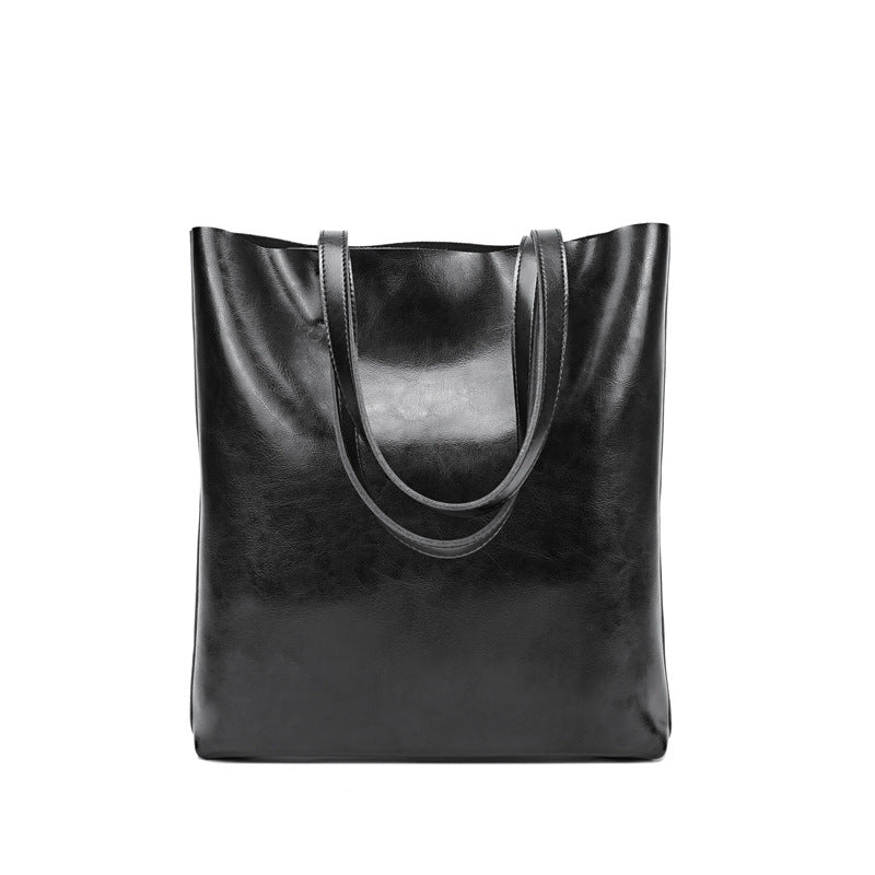 Women's Genuine Cowhide Leather Bag - Stylish and Simple Design with Double Straps